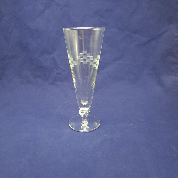 Anchor Hocking Cubist Pilsner Glass Clear Etched Design Collectible Drinkware - Picture 4 of 11